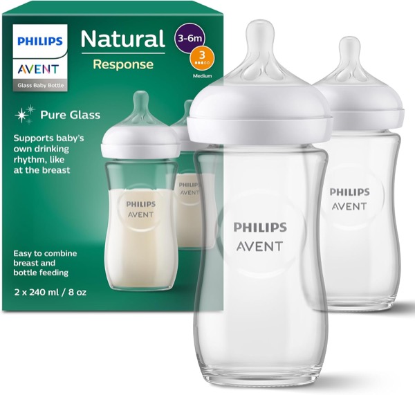 Nourrir bébé sans plastique : biberon en verre Philips Avent (lot 2), nouveauté Amazon