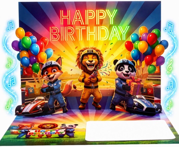 Accompagner un cadeau d'anniversaire enfant : la carte musicale 3D, nouveauté Amazon