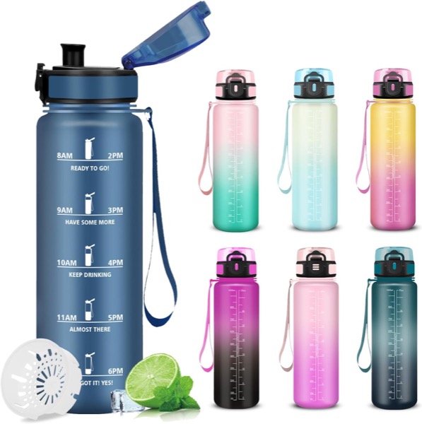 Gourde 1 litre graduée anti-fuite, nouveauté Amazon