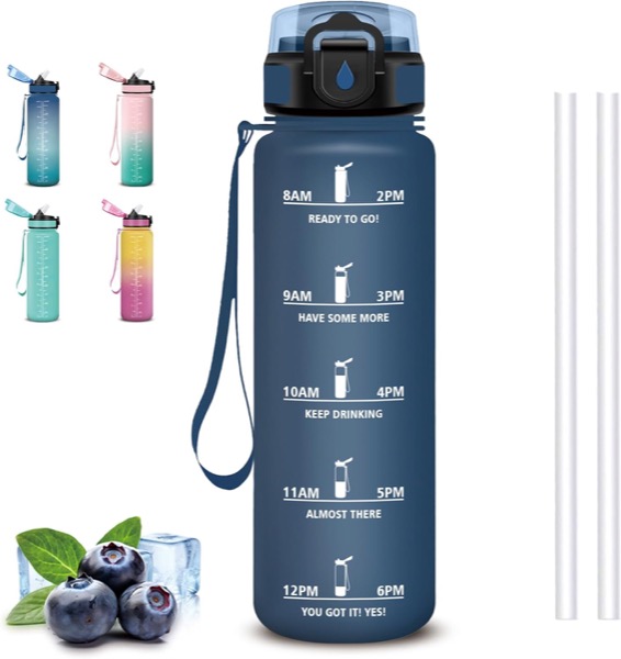 Boire assez d'eau dans la journée : la gourde 1L à paille graduée, nouveauté Amazon