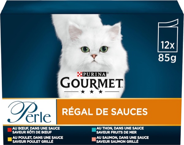 Faire manger un chat difficile : pâtée en sauce Gourmet Perle, nouveauté Amazon